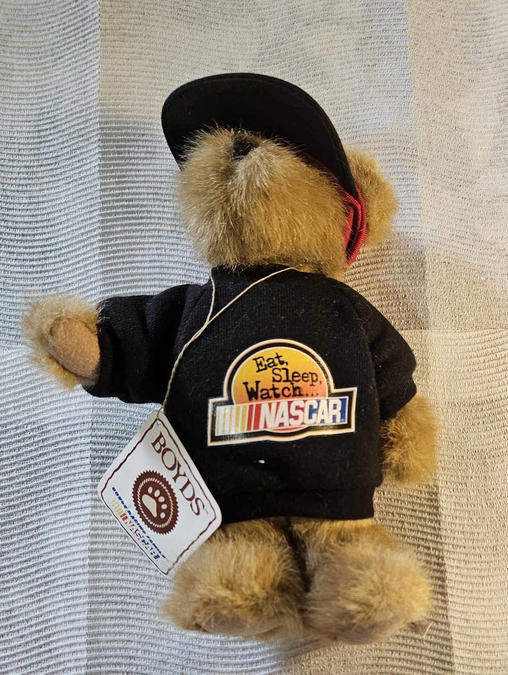 Boyds Bear NASCAR Fan Bear Plush in Black Sweatshirt Red Hat